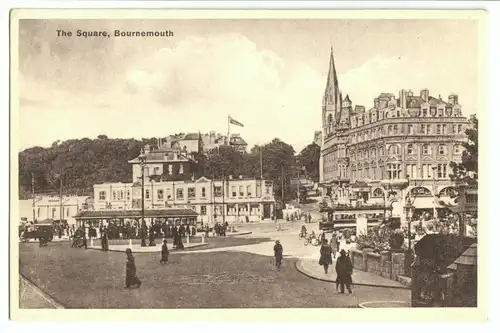 AK, Bournemouth, Dorset, The Square, belebt, um 1930