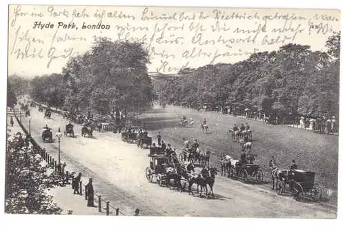 AK, London, Hyde Park, belebt, Kutschen, 1910