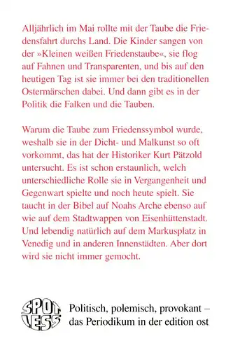 Pätzold, Kurt; ... fliege übers Land. Ein Taubenbuch, 2012