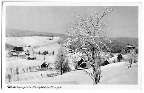 AK, Rehefeld Erzgeb., winterliche Teilansicht, 1951