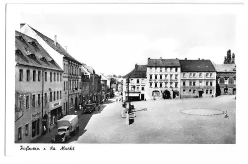 AK, Roßwein i. Sa., Markt, 1954