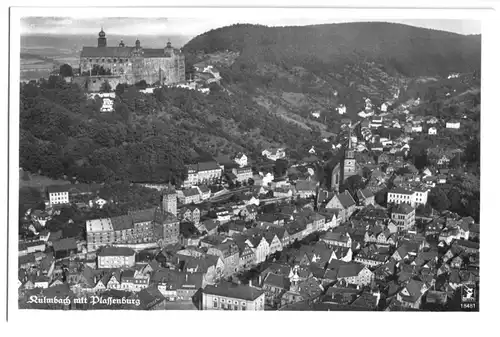 AK, Kulmbach, Luftbild-Teilansicht mit Plassenburg, um 1940