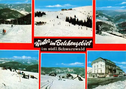 AK, Schönau Schwarzwald, Winter im Belchengebiet, sechs Abb., um 1980