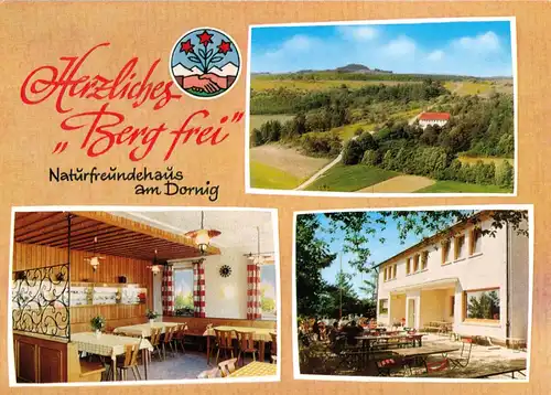 AK, Staffelstein, Naturfreundehaus am Dornig, drei Abb., um 1985