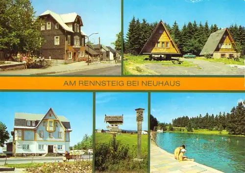 AK, Neuhaus am Rennweg, Am Rennsteig, fünf Abb., 1990