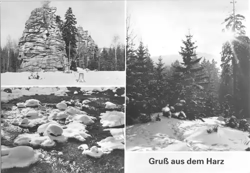 AK, Gruß aus dem Harz, drei Winteransichten, 1984
