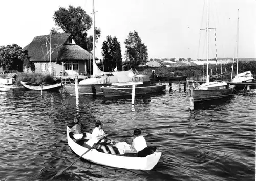 AK, Zinnowitz auf Usedom, Am Achterwasser, Hafen, belebt, 1971