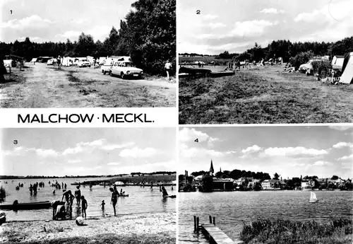 AK, Malchow Meckl., vier Abb., Campingplatz, 1975