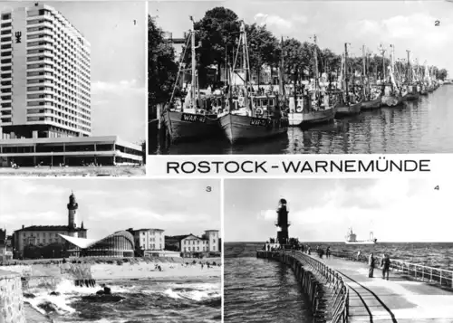 AK, Rostock Warnemünde, vier Abb., 1977