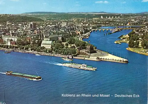 AK, Koblenz, Deutsches Eck, Luftbildanischt, 1980