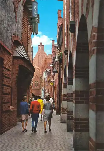 AK, Bremen, Böttcherstr., belebt, Version 1, um 1978