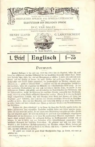 Brieflicher Sprach- und Sprechunterricht für ... Erwachsene - Englisch, 1908