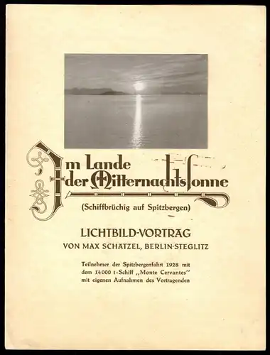 Programmheft, Lichtbildervortrag v. Max Schätzel, Berlin Steglitz, um 1930