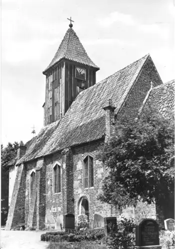 Fotokarte, Middelhagen auf Rügen, Dorfkirche, 1977