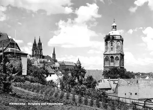 AK, Meißen, Burgberg und Frauenkirche, 1963