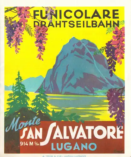 tour. Prospekt, Lugano, Monte San Salvatore, Drahtseilbahn, 1961