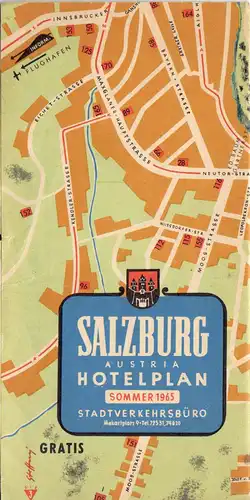 Hotelplan mit Preisliste, Salzburg, 1965