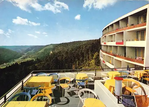 AK, Wildbad Schwarzwald, Sommerberghotel, Blick von der Terrasse, 1971