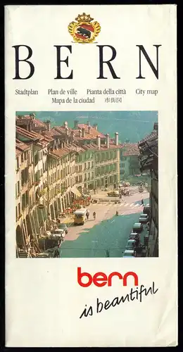 tour. Prospekt, Bern, Schweiz, Panorama-Innenstadtplan, 1989