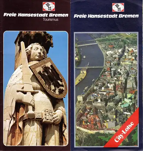 zwei Prospekte mit Innenstadtplan, Freie Hansestadt Bremen, um 1988