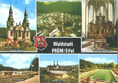 AK, Prüm Eifel, 6 Abb., u.a. Waldbad, 1981