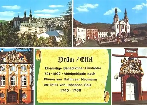 AK, Prüm Eifel, Bendekt. Fürstabtei, 4 Abb., ca. 1982