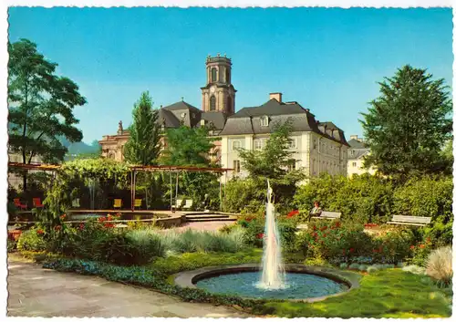 AK, Saarbrücken, Anlagen mit Blick zur Ludwigskirche, 1968
