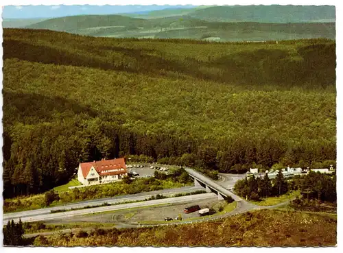 AK, Rimberg über Bad Hersfeld, Autobahn-Rasthaus Rimberg, Totale, 1962