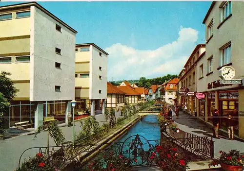 AK, Bad Orb, Straßenpartie am Orbbach mit Kurmittelhaus, 1972