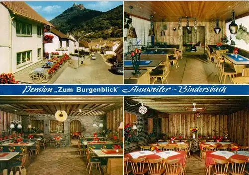AK, Annweiler-Bindersbach, Pension "Zum Burgblick", vier Abb., um 1975