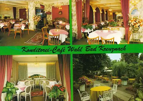 AK, Bad Kreuznach, Konditorei-Café Wahl, vier Abb., 1980