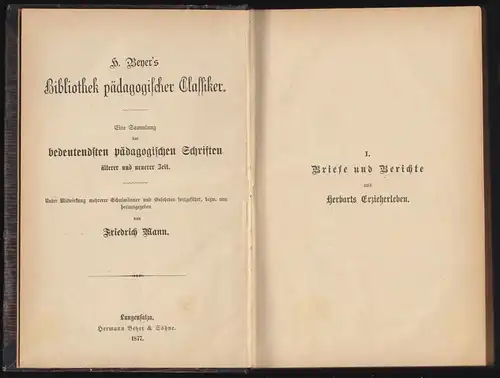 H. Beyer's Bibliothek pädagogischer Klassiker, J. F. Herbart, Langensalza 1877