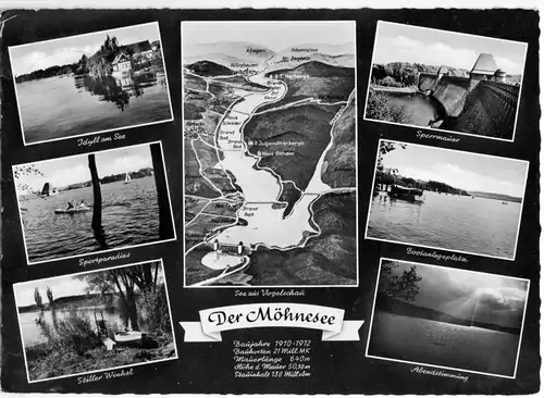 AK, Möhnesee, Der Möhnesee, sieben Abb., gestaltet, 1958