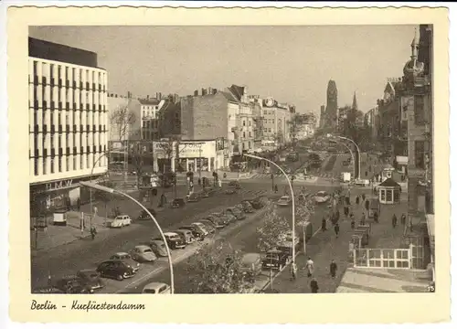 AK, Berlin Charlottenburg, Kurfürstendamm, Teilansicht, belebt, um 1958