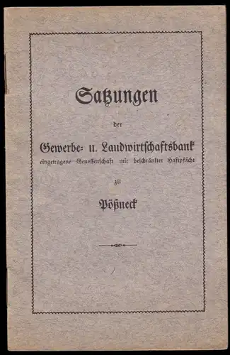 Satzungen der Gewerbe- u. Landwirtschaftsbank zu Pößneck, 1924/25