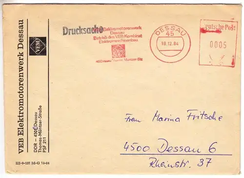 AFS, VEB Elektromotorenwerk Dessau, Dessau, 45, 18.12.84