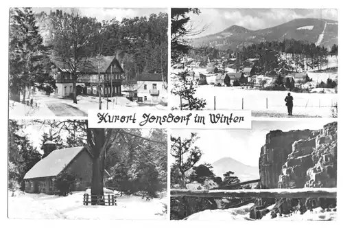 AK, Kurort Jonsdorf, vier Winteransichten, 1962