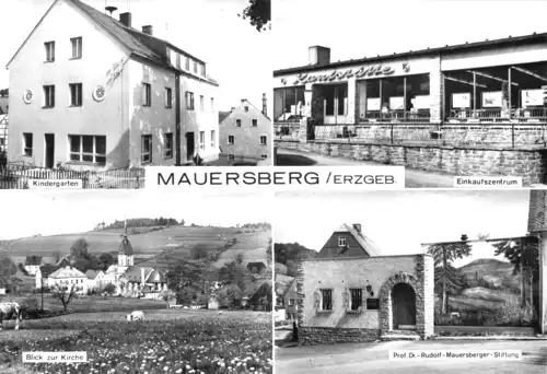 AK, Mauersberg Erzgeb., vier Abb., u.a. Einkaufszentrum, 1977