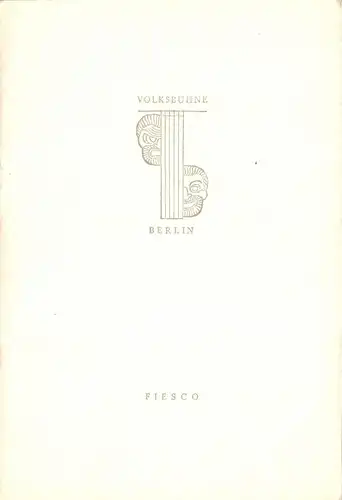 Theaterprogramm, Volksbühne Berlin, Die Verschwörung des Fiesco zu Genua, 1955