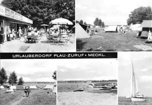AK, Plau - Zuruf, Urlauberdorf, fünf Abb., 1974