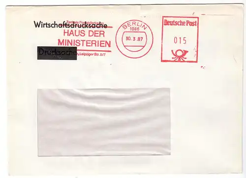 AFS, Haus der Ministerien, Zentrale Postabfertigung, o Berlin, 1086, 30.3.87