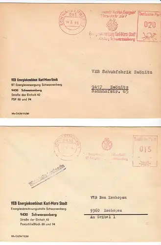 zwei AFS, Energiekombinat Karl-Marx-Stadt, BT ...., o Schwarzenberg 1983 bzw. 84