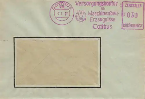 AFS, ZKD-Brief, Versorgungskontor für Maschinenbauerzeugnisse, o Cottbus, 2.5.67
