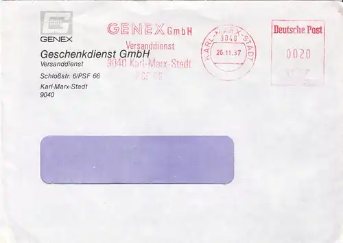 AFS, Genex GmbH, Versanddienst..., o Karl-Marx-Stadt, 9040, 26.11.87