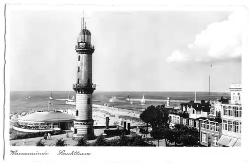 AK, Rostock Warnemünde, Leuchtturm und Umfeld, um 1938