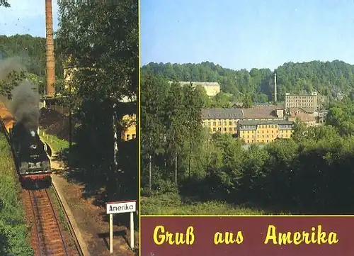 AK, Arnsdorf, OT Amerika, 2 Abb., u.a. Muldentalbahn