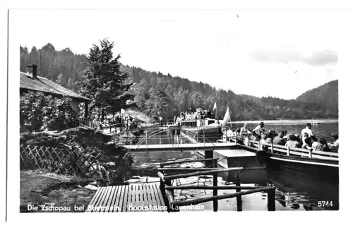AK, Kriebstein, Bootsstation Lauenhain, belebt, 1952