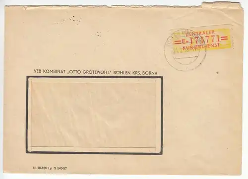 Dienstbrief, Mi.-Nr. DDR Dienst 17, UB E, o Böhlen (Kr. Borna), 21.2.58