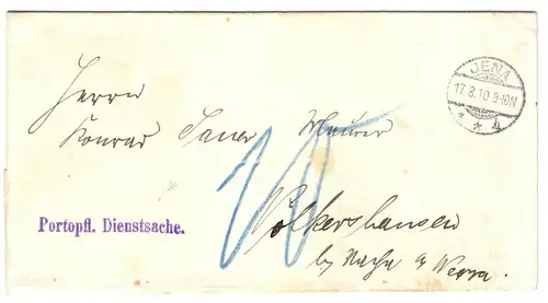 Portopflichtige Dienstsache, Klinische Landesanstalten Jena, o Jena, 17.8.10