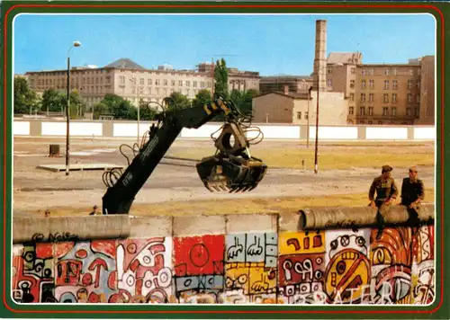 AK, Berlin Mitte, Bauarbeiten an der Grenze am Potsdamer Platz, 1980er